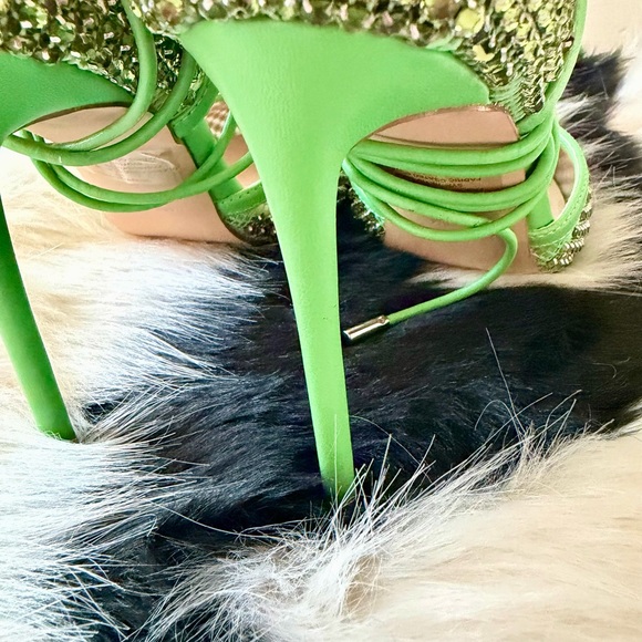 Steve Madden Vanity Green Rhinestone Lace-Up Heels Size 8 - Picture 6 of 9
